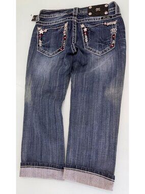 New Miss Me Cuffed Capri Jeans Women's Size 25 Inseam 20 Stretch Y2K - JP5843P